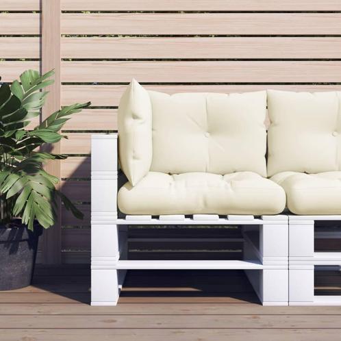 vidaXL Palletkussens 3 st stof crèmekleurig, Huis en Inrichting, Woonaccessoires | Kussens, Nieuw, Verzenden