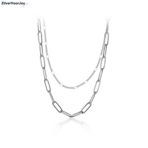 Zilveren multi layer schakel ketting, Sieraden, Tassen en Uiterlijk, Kettingen, Nieuw, Verzenden
