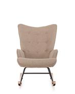 Aemely® Schommelstoel Mama - Beige Stof, Blank Hout, Ophalen of Verzenden, Nieuw, Stoel(en)