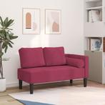 vidaXL Chaise longue met kussens fluweel wijnrood, Verzenden, Nieuw