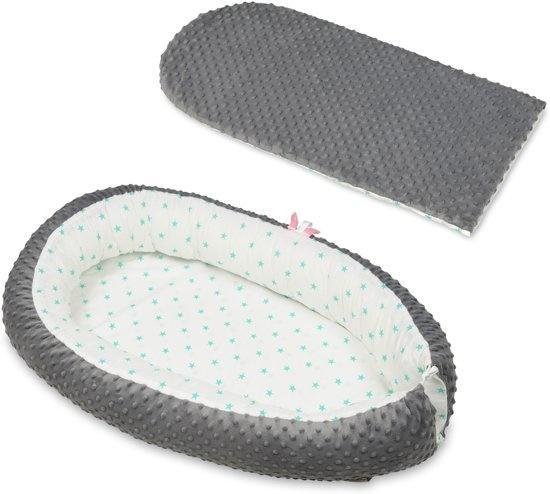 Babynestje - Wasbare hoes - 100% katoen - Grijze sterren, Kinderen en Baby's, Kinderkamer | Bedden, Nieuw, Ophalen of Verzenden