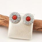 Koraal - Zilver - Oorbellen - Italiaans ambacht, Antiek en Kunst