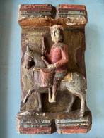 Snijwerk, Trommelspeler op paard - 37.5 cm - Hout, Antiek en Kunst, Curiosa en Brocante