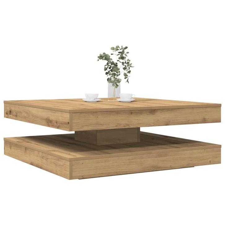 vidaXL Salontafel 360 graden draaibaar 90x90x34,5 cm, Huis en Inrichting, Tafels | Salontafels, 50 tot 100 cm, Nieuw, Overige houtsoorten