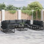vidaXL Tuin Sofa Set met kussen met kussen 9 pcs Zwart 70 x, Verzenden, Nieuw, Aluminium