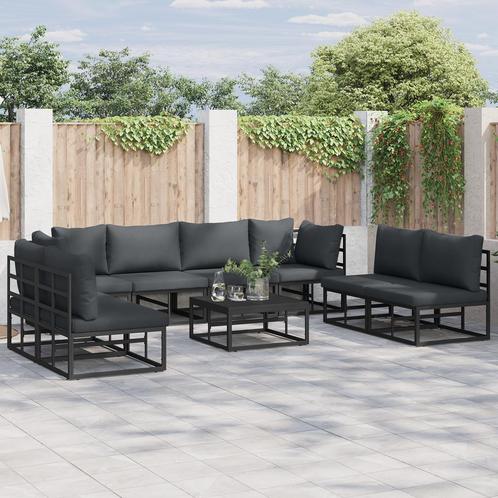 vidaXL Tuin Sofa Set met kussen met kussen 9 pcs Zwart 70 x, Tuin en Terras, Tuinsets en Loungesets, Nieuw, Aluminium, Verzenden