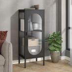 vidaXL Dressoir 40x35x105 cm glas en staal zwart, Minder dan 50 cm, Verzenden, Nieuw, Metaal