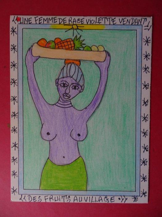 Frédéric Bruly-Bouabré (1923-2014) - Girl with pineapple and, Antiek en Kunst, Kunst | Designobjecten