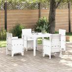 vidaXL Tuin Eetset 5 pcs Wit Polt riet, Verzenden, Nieuw, Rotan
