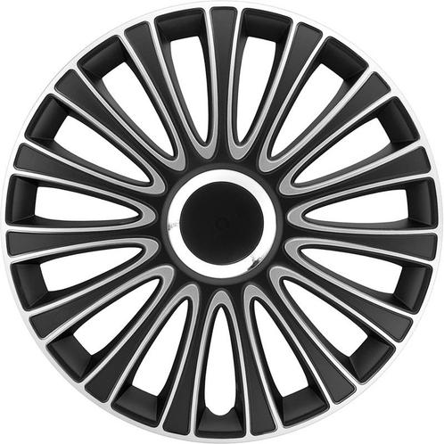 4-Delige Wieldoppenset LeMans 16-inch zwart/zilver, Auto diversen, Wieldoppen, Nieuw, Verzenden