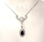 Hanger - 14 karaat Geel goud, Witgoud - 2.24ct. tw. Saffier, Sieraden, Tassen en Uiterlijk, Antieke sieraden