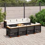 vidaXL 9-delige Loungeset met kussens poly rattan zwart, Tuin en Terras, Tuinsets en Loungesets, Verzenden, Nieuw, Rotan, Loungeset