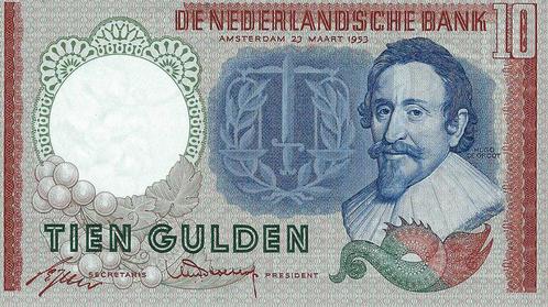 Bankbiljet 10 gulden 1953 Hugo de Groot Zeer Fraai, Postzegels en Munten, Bankbiljetten | Nederland, Verzenden
