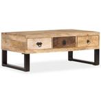 vidaXL Salontafel met 3 lades 90x50x35 cm massief mangohout, Huis en Inrichting, Tafels | Salontafels, 50 tot 100 cm, Verzenden