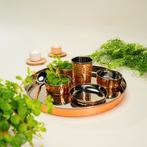 Puur koperen Thali eetgerei set met RVS binnenkant, Nieuw