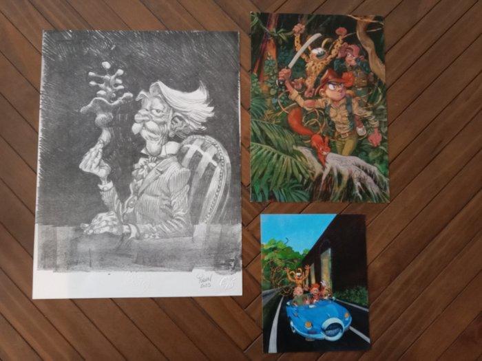 Yoann - 1 Lithografie + 2 ex-libris - Spirou et Fantasio, Boeken, Strips | Comics