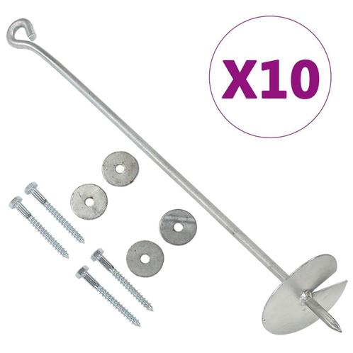 vidaXL Grondankers 10 st 10x60 cm gegalvaniseerd metaal, Doe-het-zelf en Verbouw, IJzerwaren en Bevestigingsmiddelen, Nieuw, Verzenden
