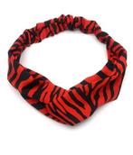 Haarband Twist Zebra Print Zwart Rood, Nieuw, Verzenden