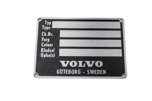 Volvo Typeplaatje aluminium blanco (onder motorkap) PV444+P1, Auto-onderdelen, Carrosserie en Plaatwerk, Nieuw, Volvo, Voor, Motorkap