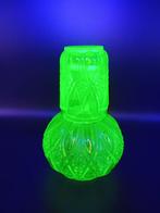 Val Saint Lambert - Kaptafelset (2) - Uraniumglas - VSL, Antiek en Kunst, Antiek | Glas en Kristal