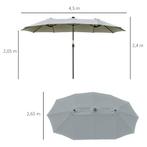 TRUUSK Parasol Met LED Solar 4,5m Dubbele Parasol Tuinparaso, Tuin en Terras, Verzenden, Nieuw