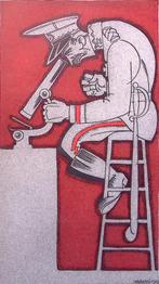 Spotprent over het Nederlandse leger (lijst optie, Lithos), Antiek en Kunst, Verzenden