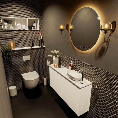 MONDIAZ FOWY toiletmeubel 100cm kleur talc. Waskom positie, Doe-het-zelf en Verbouw, Sanitair, Bad, Nieuw, Ophalen of Verzenden