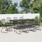 vidaXL 9-delige Tuinset PVC-rattan zwart, Tuin en Terras, Nieuw, 8 zitplaatsen, Tuinset, Verzenden