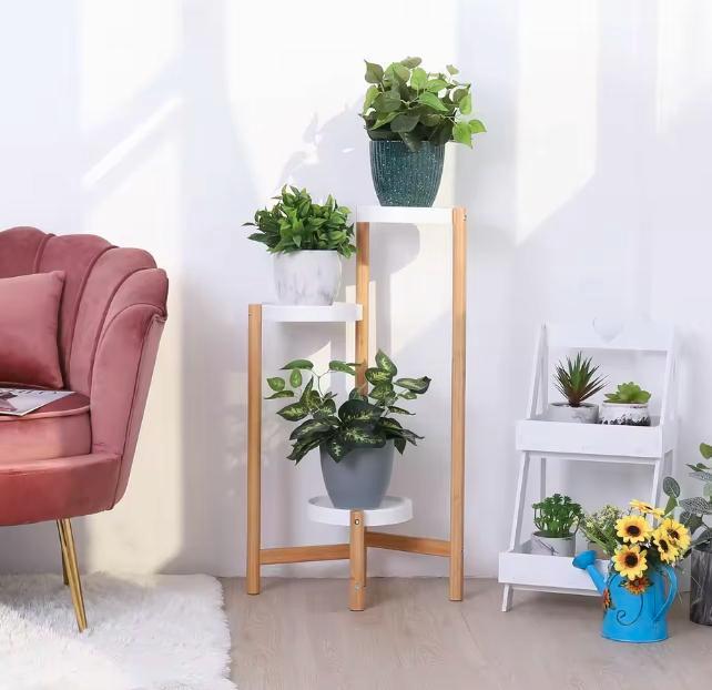 Bamboe hoek-plantenstandaard – 3-5 lagen, rond design, Tuin en Terras, Tuintafels, Nieuw, Verzenden