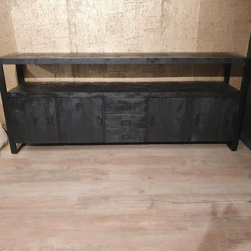 Dressoir Mangohout | Zwart | Breedte: 220,0cm, Huis en Inrichting, Kasten | Dressoirs, Nieuw, Ophalen