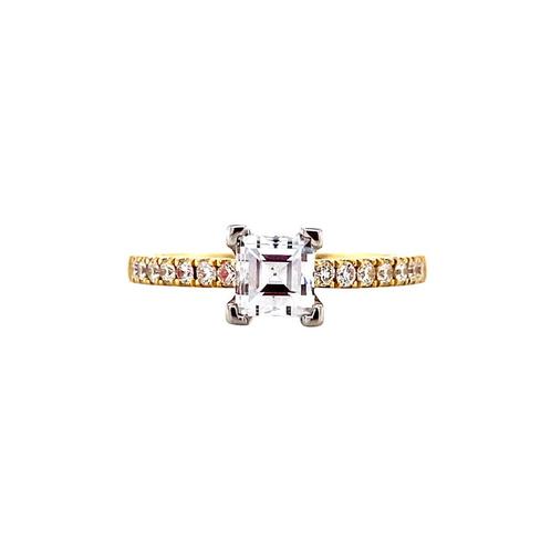 Gouden ring met prinses geslepen diamant 18 karaat* nieuw, Sieraden, Tassen en Uiterlijk, Ringen, Wit, Zo goed als nieuw, Goud