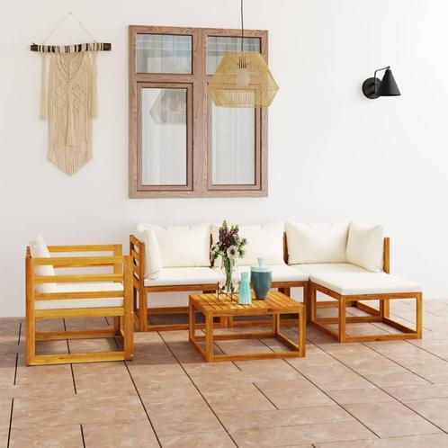 vidaXL 6-delige Loungeset met kussens massief acaciahout, Tuin en Terras, Tuinsets en Loungesets, Loungeset, Nieuw, Hardhout, Verzenden