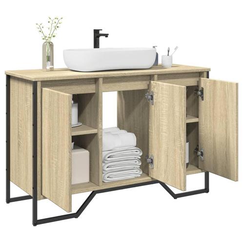 vidaXL Wastafelkast 91x35x60 cm bewerkt hout sonoma, Huis en Inrichting, Badkamer | Badkamermeubels, Nieuw, Minder dan 100 cm