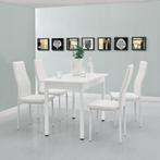 Eethoek eetkamerset Graz 5-delig tafel met stoelen wit, Huis en Inrichting, Complete eetkamers, Nieuw, Verzenden
