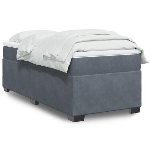 vidaXL Boxspring met matras fluweel donkergrijs 90x190 cm, Huis en Inrichting, Slaapkamer | Bedden, 90 cm, 190 cm of minder, Grijs