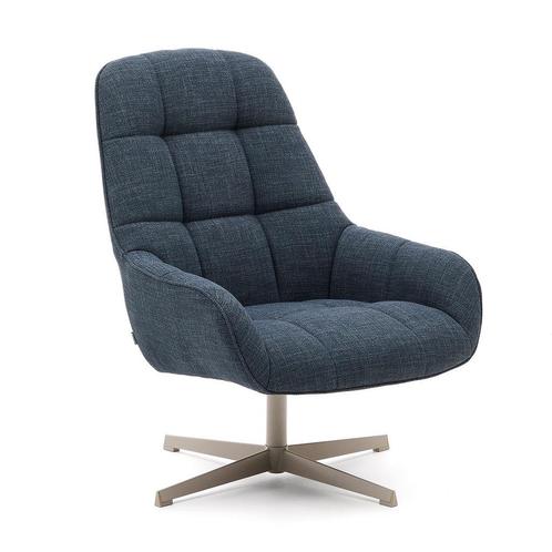 *WOONWINKEL* Kave Home Jaspe Moderne Draaifauteuil Blauw, Huis en Inrichting, Fauteuils, Nieuw, Stof, Verzenden