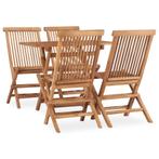vidaXL 5-delige Tuinset inklapbaar massief teakhout, Tuin en Terras, Tuinsets en Loungesets, 4 zitplaatsen, Verzenden, Teakhout