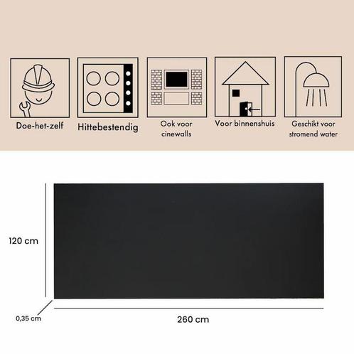 Wandpaneel Isodeco SPC Marmer Plaat 120x260 cm Mat Zwart, Doe-het-zelf en Verbouw, Sanitair, Ophalen of Verzenden