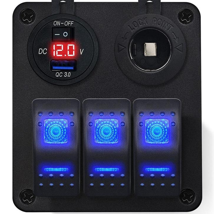 ProRide Schakelpaneel 12V voor Auto/Boot - USB Lader met, Doe-het-zelf en Verbouw, Elektra en Kabels, Nieuw, Verzenden