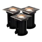 Bundel LED Grondspot GU10 vierkant Athens RVS IP67 3 stuks, Tuin en Terras, Ophalen of Verzenden, Nieuw