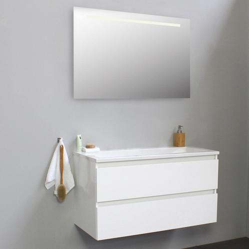 Badkamermeubel BWS Pepper Acryl Wastafel Incl Spiegel Met, Doe-het-zelf en Verbouw, Sanitair, Bad, Nieuw, Ophalen of Verzenden