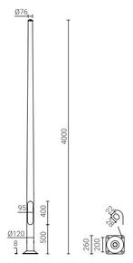 4,0 m hard geanodiseerde aluminium cameramast, Nieuw