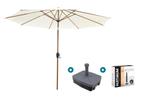 Kayu Stokparasol Ø300 cm. - Ecru/Woodlook met vulbare voet &, Verzenden, Nieuw, Parasolvoet, Kantelbaar