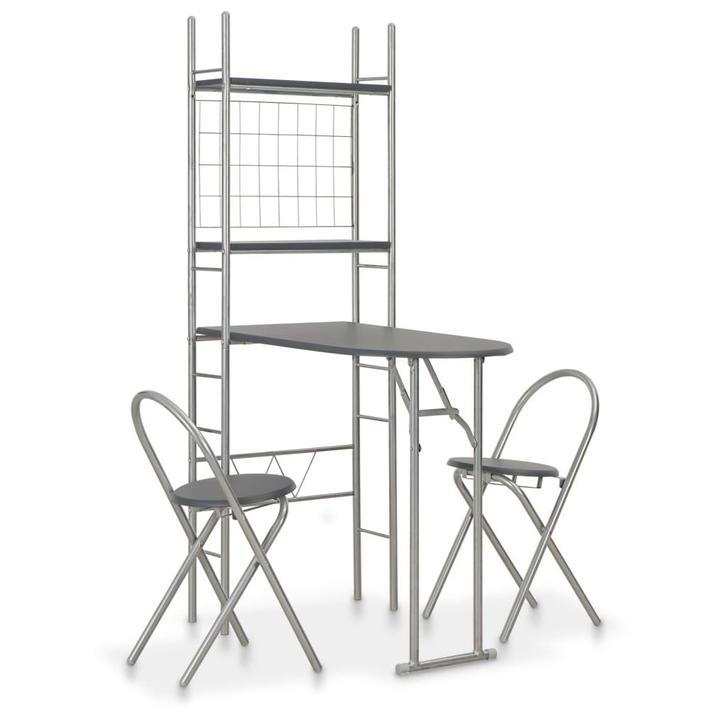 vidaXL 3-delige Eethoek inklapbaar met opbergrek MDF en, Huis en Inrichting, Complete eetkamers, Nieuw, Verzenden