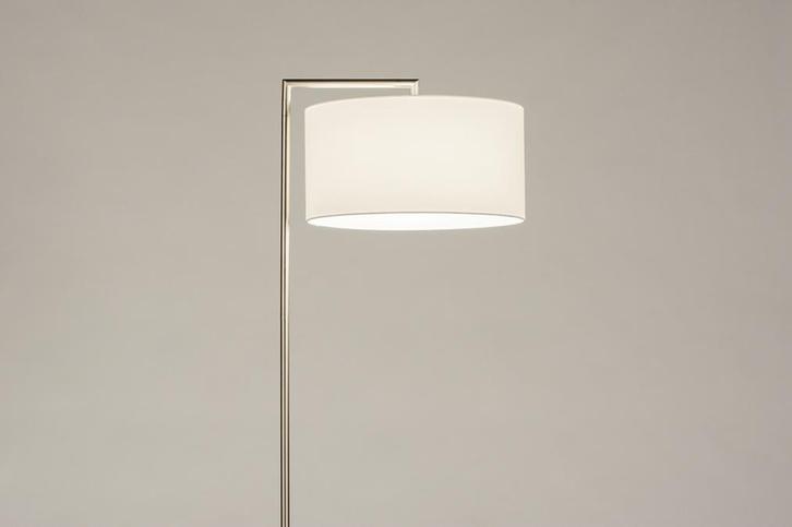 Rietveld Vloerlampen - Wit, Staalgrijs - Staal, Stof, Metaal, Huis en Inrichting, Lampen | Vloerlampen, Verzenden