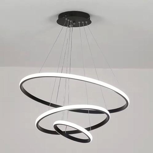 Korting: Moderne 3-Ring Dimbare Hanglamp – Zwart Aluminium, Huis en Inrichting, Lampen | Hanglampen, Nieuw, Overige materialen