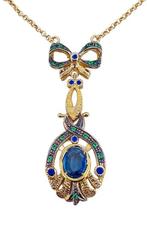 Zonder Minimumprijs - Halsketting - 9 kt. Geel goud Saffier, Sieraden, Tassen en Uiterlijk, Kettingen, Nieuw