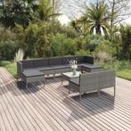 vidaXL 10-delige Loungeset met kussens poly rattan grijs, Verzenden, Nieuw, Rotan, Loungeset