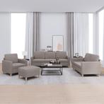 vidaXL 4-delige Loungeset met kussens stof taupe, Huis en Inrichting, Banken | Bankstellen, Verzenden, Nieuw, Vierpersoons of meer