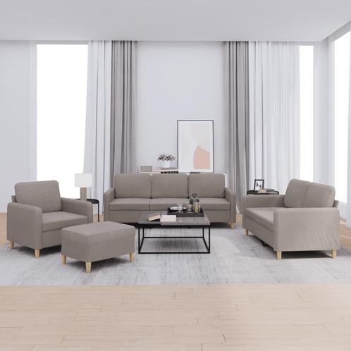 vidaXL 4-delige Loungeset met kussens stof taupe, Huis en Inrichting, Banken | Bankstellen, Nieuw, Stof, Vierpersoons of meer